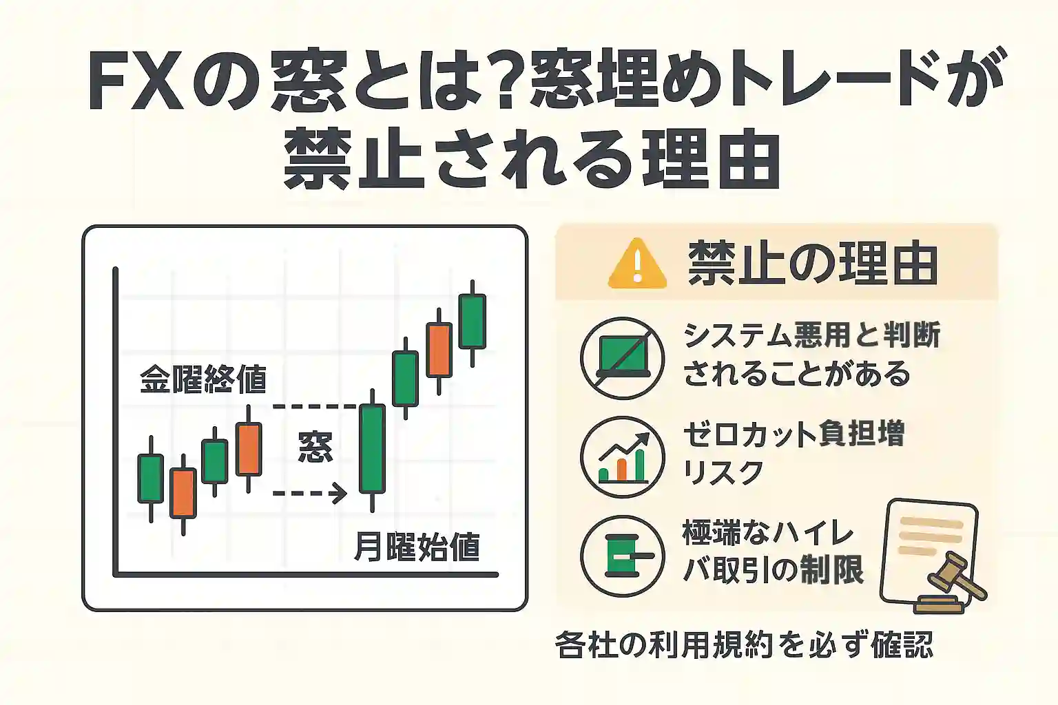 FXの窓とは？窓埋めトレードが禁止される理由